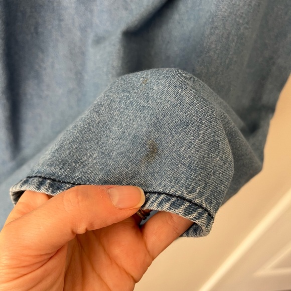 Bobbie Brooks Denim Christmas Bears Embroidery Button Down Shirt Sz Large - Picture 4 of 9